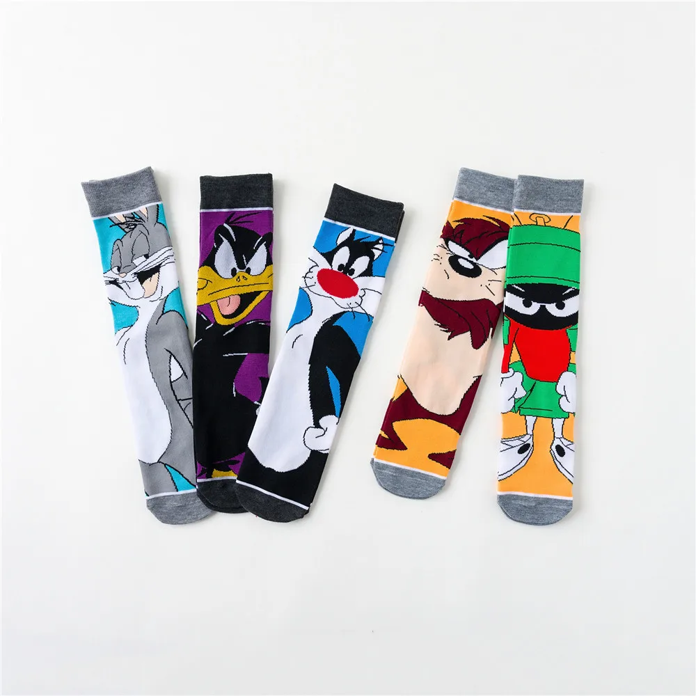 Calcetines deportivos de tubo medio con dibujos de conejos para adultos, calcet&iacute;n con personalidad europea y americana, para chicos mayores de 12 a&ntilde;os, 2021-1