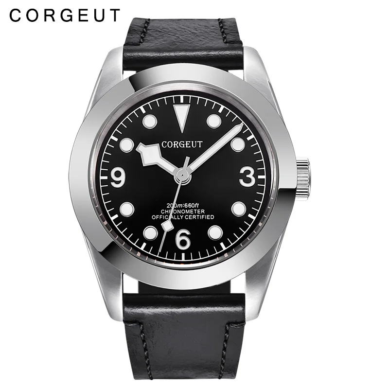 Corgeut Роскошные Брендовые спортивные военные мужские автоматические часы с