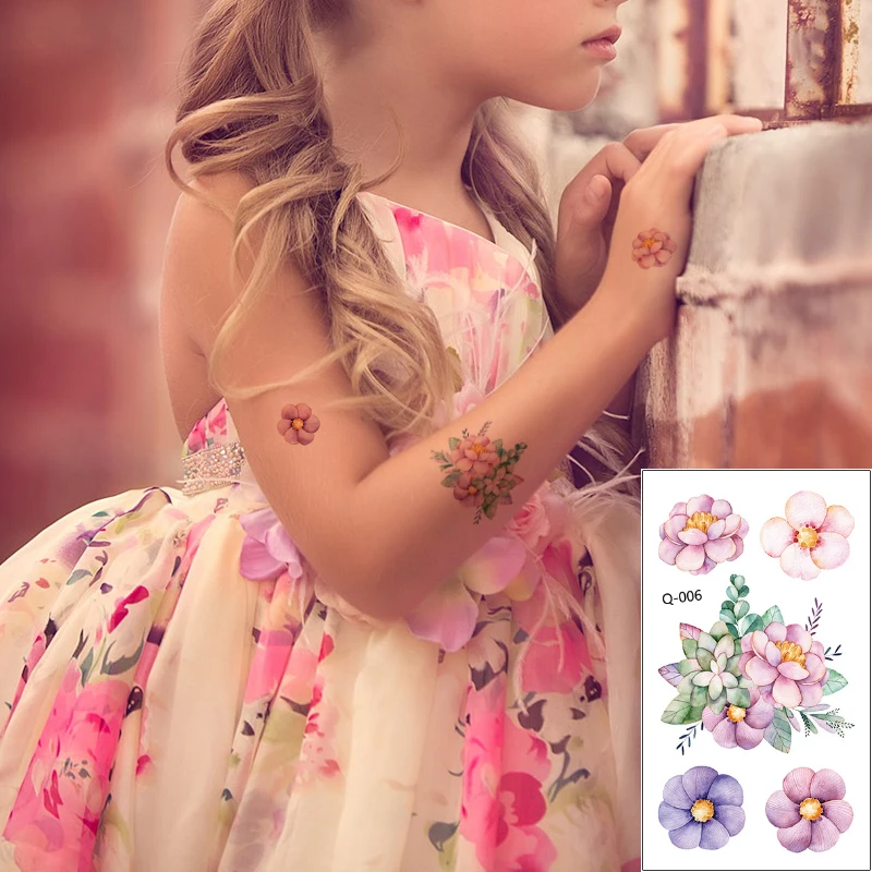 Маленькая временная татуировка цветной рисунок цветочный дизайн сексуальная