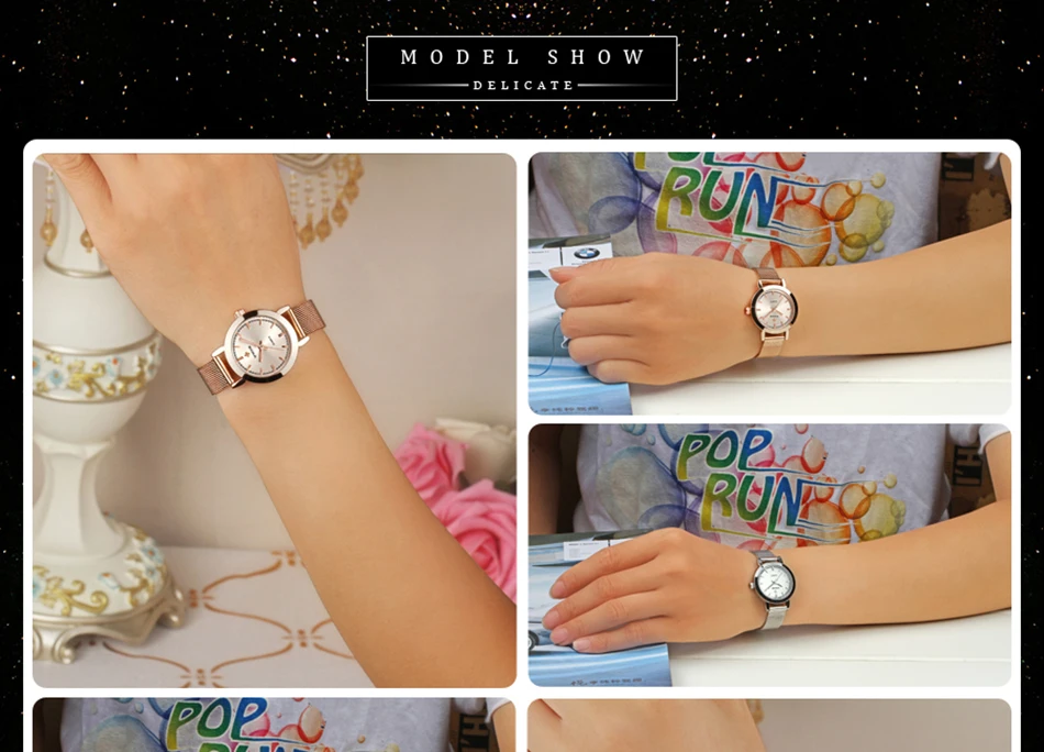 WWOOR Rose, модные женские часы, Роскошные, новые, часы для женщин, водонепроницаемые, женское платье, повседневные, сетчатый ремешок, кварцевые часы для женщин, подарки для женщин