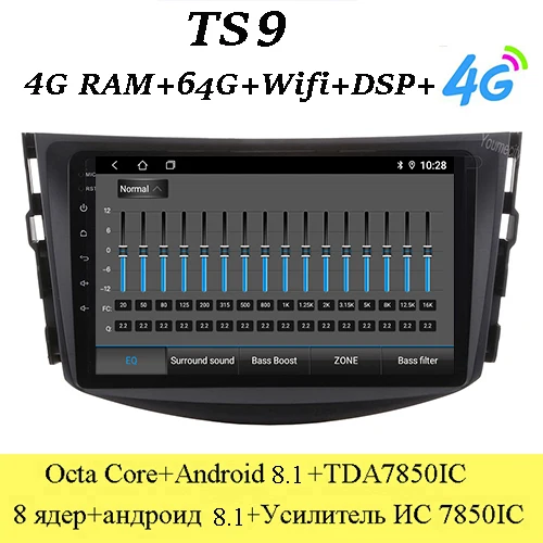 Автомобильный DVD для Toyota Old RAV4 Аудио Видео Стерео gps Радио RDS Wifi 2006-2012 1024*600 HD экран 2Din Android 9,0 Carplay TPMS - Цвет: TS9