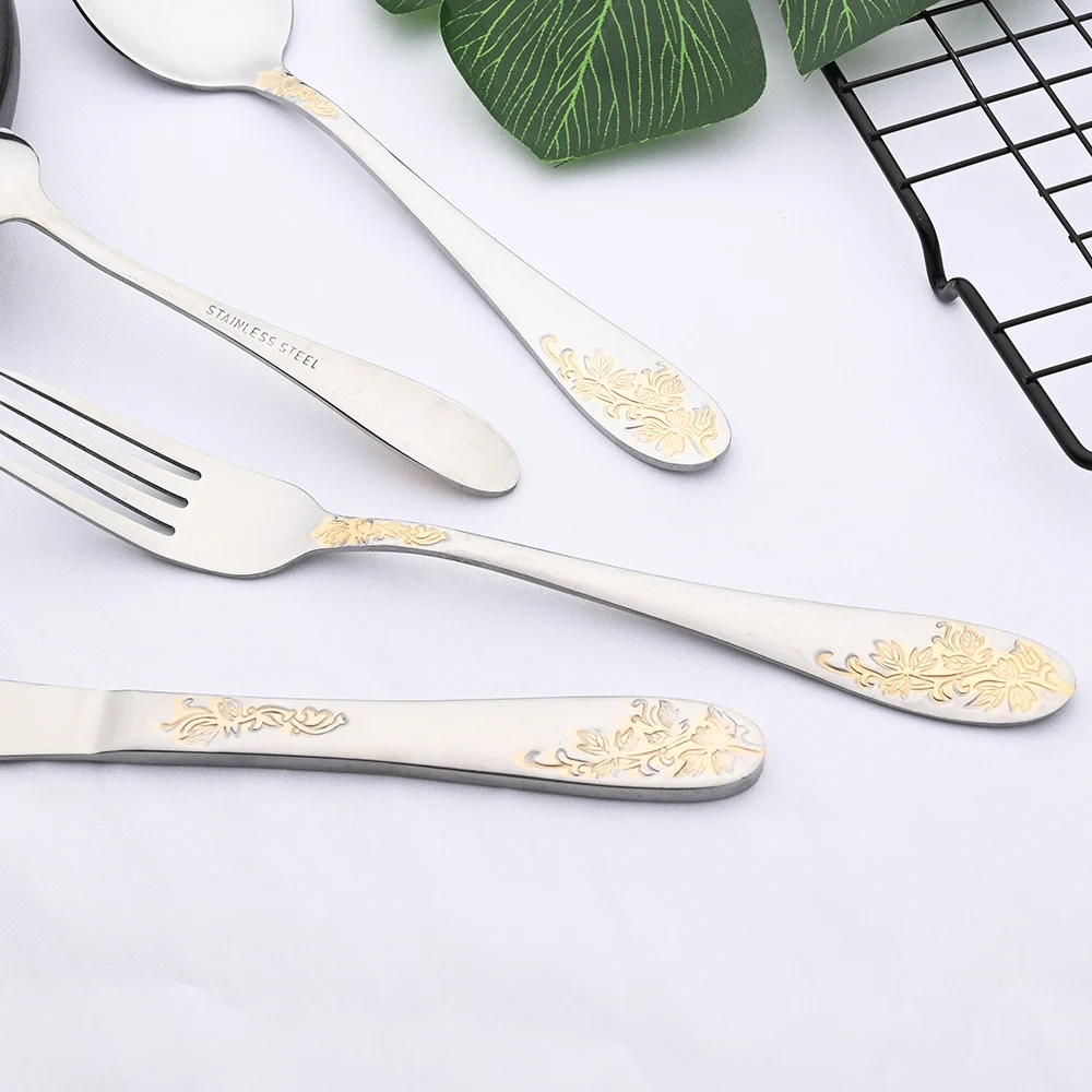 Royal Luxury Gold Plated Dining Cutlery Set - Knife, Fork & Spoon Flatware