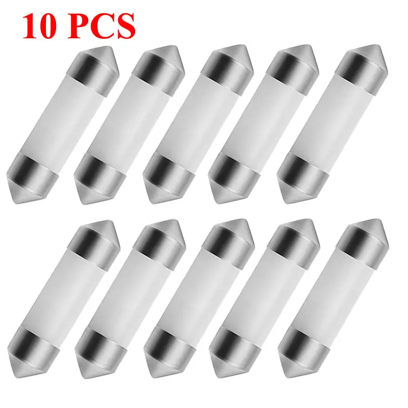 10 PCS C5W LED Bulb 31/36/39/41mm Festoon LED COB 12V 6500K White Car Interior Dome Reading Light License Plate Luggage Lamps