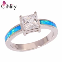 cinily created blue fire opal white zircon silver plated wholesale hot sell jewelry for women wedding ring size 6 7 8 oj9182