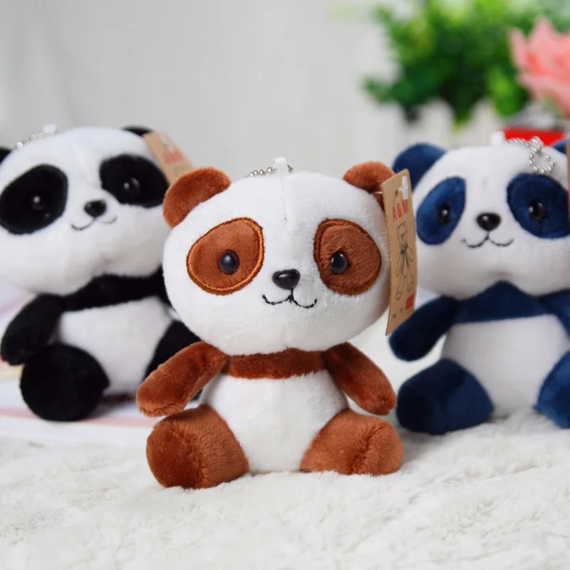 

Lovely Stuffed Panda Animal Dolls 10CM Baby Plush Toys 4 Colors key chain ring Pendant Plush Toys Kids Gift