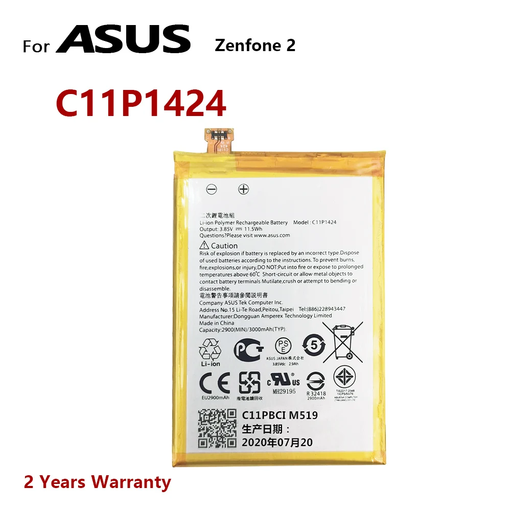 

100% Genuine New C11P1424 Battery For Asus Zenfone 2 Battery Zenfone2 ZE551ML ZE550ML 5.5inch Z00AD Z00ADB Z00A Z008D 3000mAh