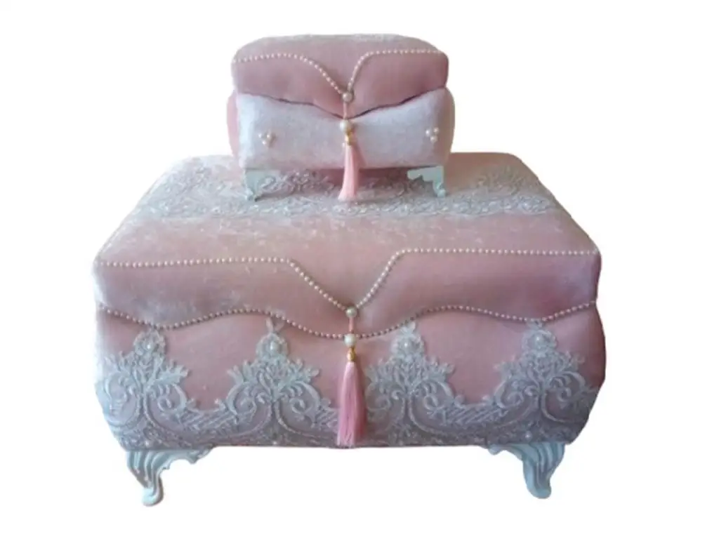 

French Laced Square Carved 2 Li Dower chest Powder