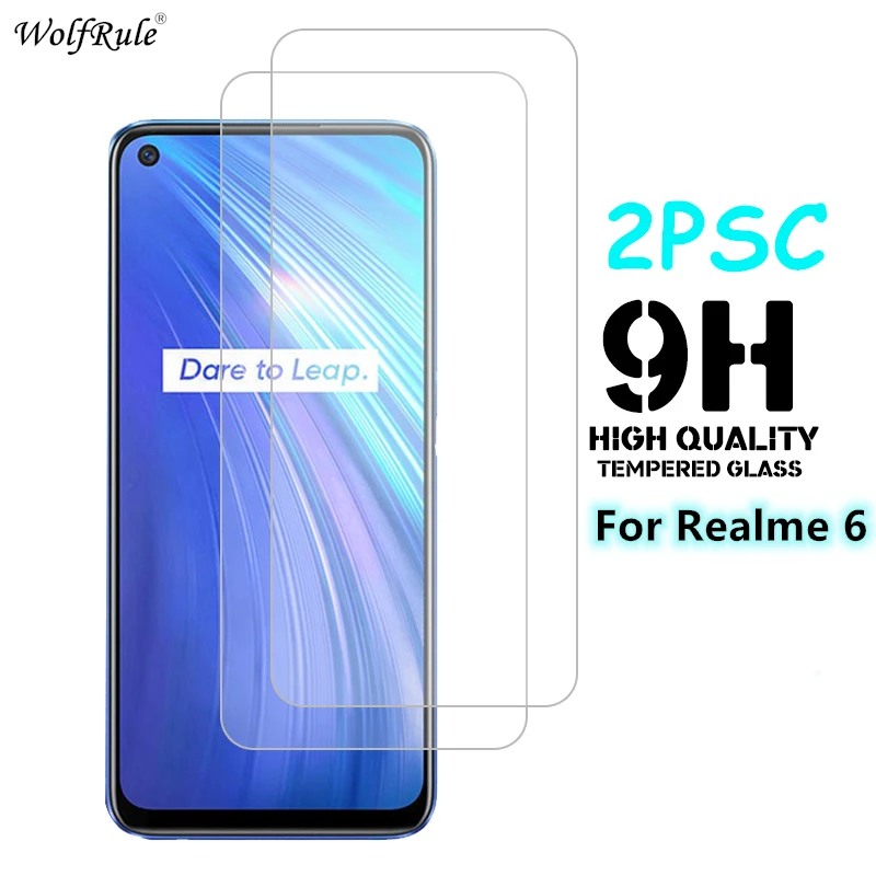 2 piezas Protector de pantalla para OPPO Realme 6 Protector de pantalla de vidrio 9H vidrio templado para OPPO Realme 6 vidrio Protector para Realme 6-0