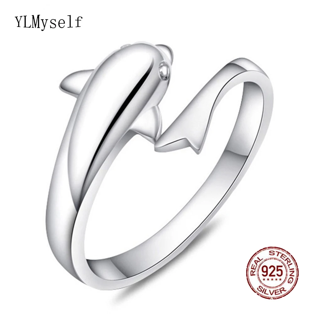 

Solid Real Silver Ring Lovely Gift For Girlfriend Fast Delivery Free Adjustable Size Cute Dolphin Animal 925 Jewellery