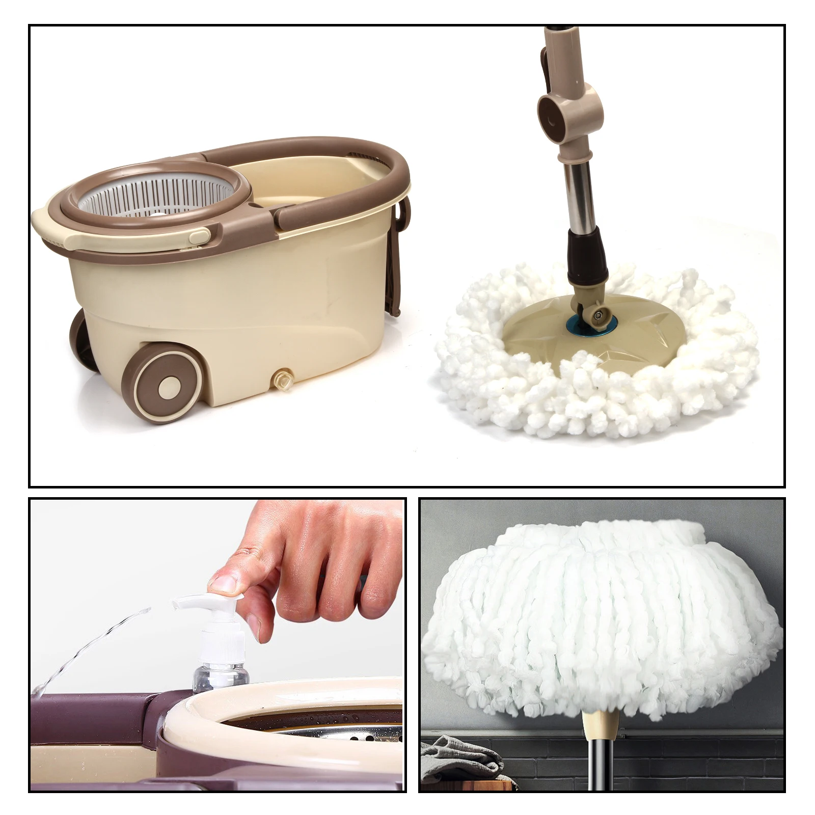 360 Вращающаяся Швабра для пола съемная швабра с ведром набор педалью ног