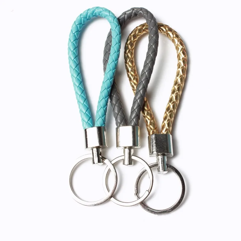Новый Дизайн Ручная кожаная Веревка Плетеный брелок металлические брелки для