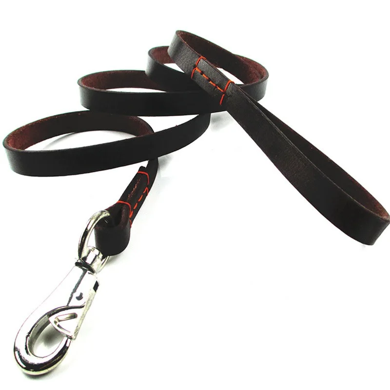 Большой Поводок из натуральной кожи для собак поводок обучения ходьбе шитье