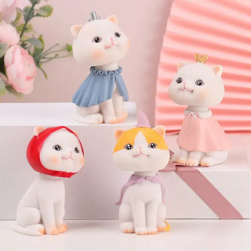 

Cartoon Cute Cat Shaking Resin Ornaments Car Decoration Small Animals Resin Crafts Ornaments 2020 n n