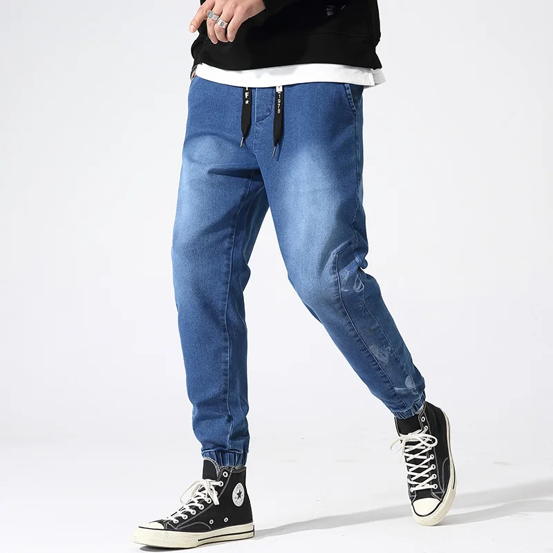 

Spring Autumn Classic Blue Tapered Jeans Men Stretched Denim Jogger Pants Male Baggy Trousers Plus Size Casual Harem Jeans 8XL