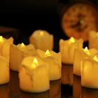 Набор из 24 реалистичные светодиодный беспламенного свечи, пульт дистанционного управления батареи черный фитиль свечи с днем рождения Tealight для вечерние бар украшения