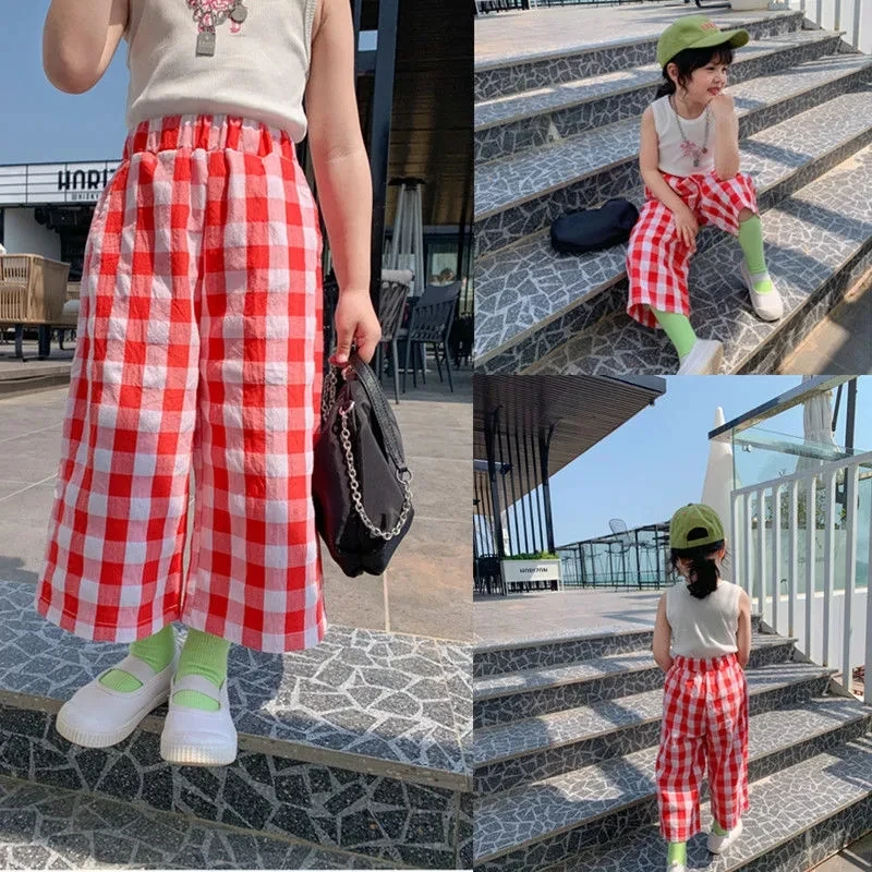 Girls pants spring summer clothes new thin anti mosquito children&#39s casual baby kids girls plaid trousers P4 244 | Детская одежда