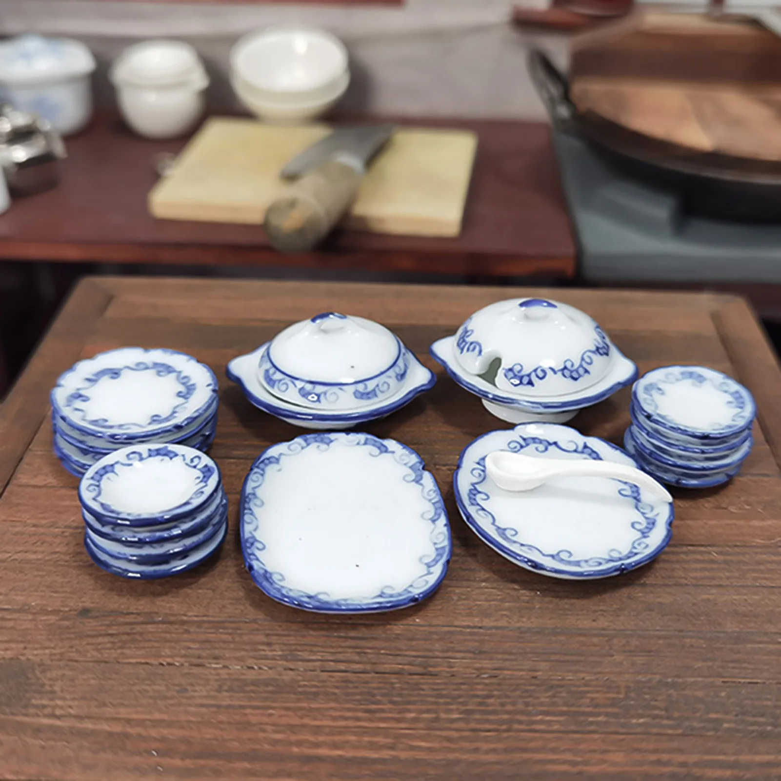 

1/12 Dollhouse Miniature Ceramic Tableware Set Kitchen Kids Playing Model Toy