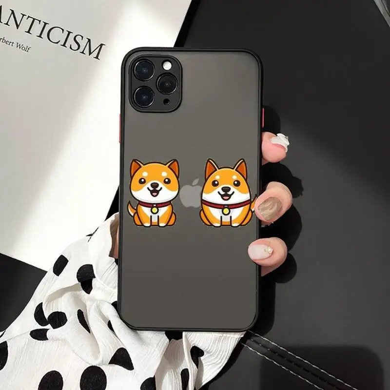 

Cute cartoon corgi dog Phone Case matte transparent For iphone 7 8 11 12 plus mini x xs xr pro max cover