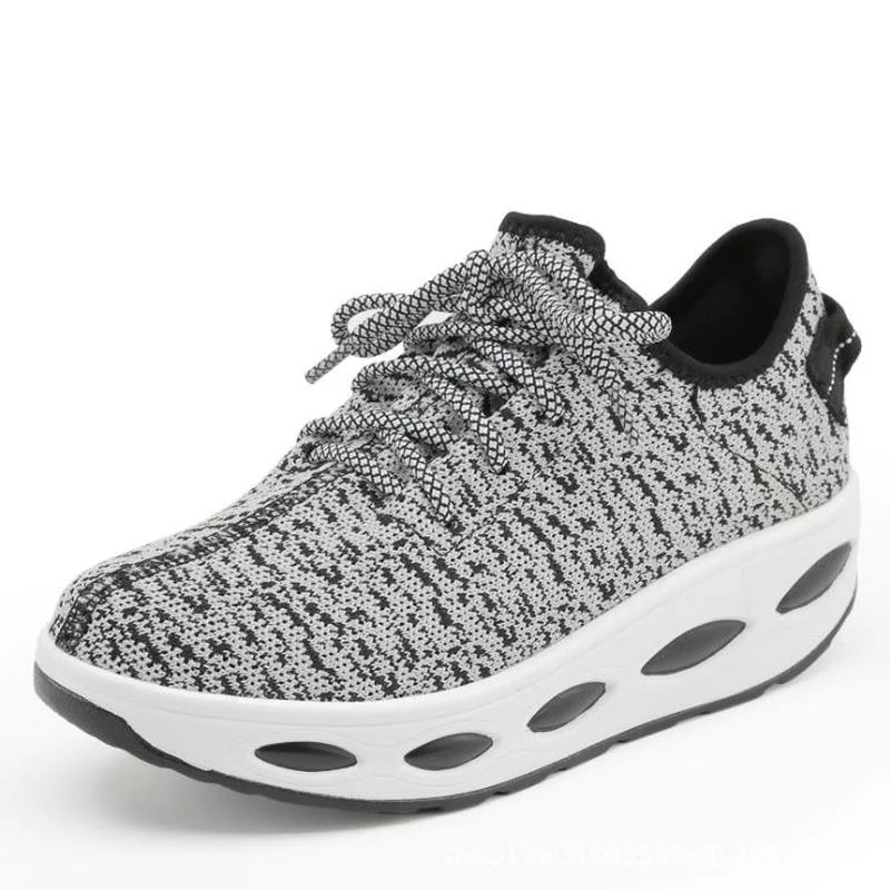 Женские кроссовки на танкетке спортивная обувь толстой подошве дышащая