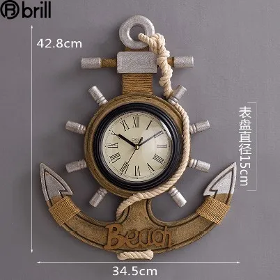 

Nordic Style Wall Clock Fashion Pastoral Living Room Creative Rudder Clock Mediterranean Silent Pendulum Clock Quartz Watch
