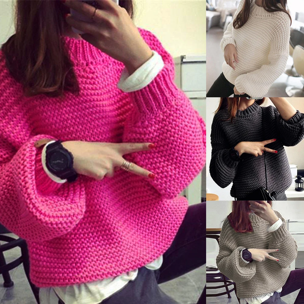 Sweater Female Pullovers Autumn 2019 New Women's Long Sleeved Pullover Loose Short Pocket Slash Neck Sweaters | Женская одежда