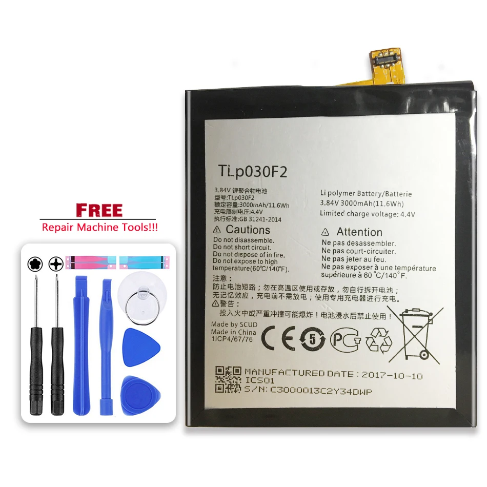 

For Alcatel One Touch Idol 4S OT-6070 OT-6070K OT-6070O OT-6070Y 3000mAh Lithium Polymer Battery TLp030F1 TLP030F2