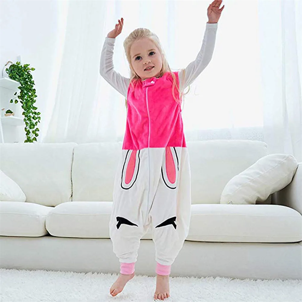 Детский мультяшный спальный мешок с разрезами комбинезон флисовое переносное