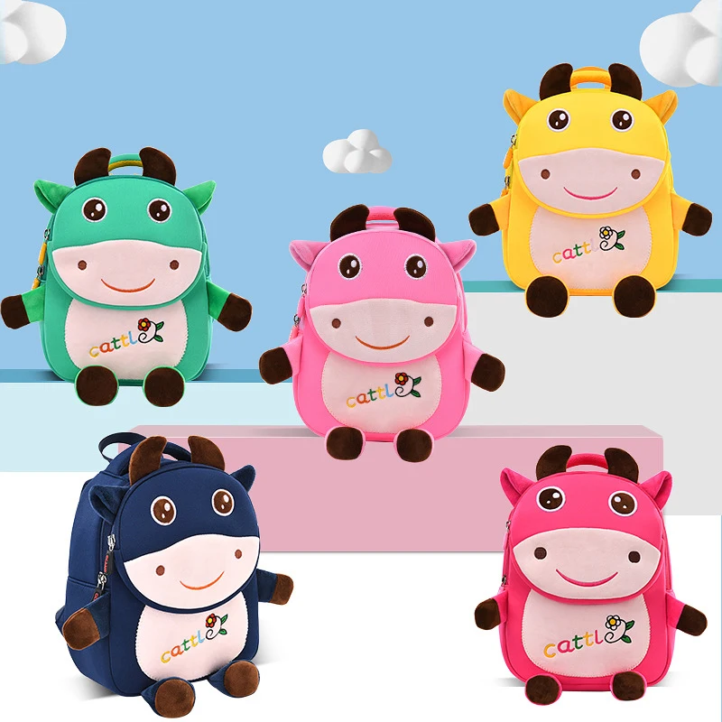 Baby Backpack Animal School Bags Cartoon Cute cow Children Bag for Girls Boy Kindergarten Schoolbag  Kids Backpack mochila