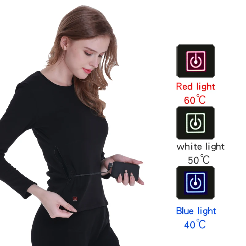 

Winter Heated Underwear Fleece Lined Heating Thermal Underwear USB Electric Heated Pants Battery Powered Ski Wear