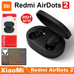 original xiaomi redmi airdots 2 tws true wireless bluetooth earphone stereo bass 5 0 headset with mic handsfree earbuds air2 se free global shipping