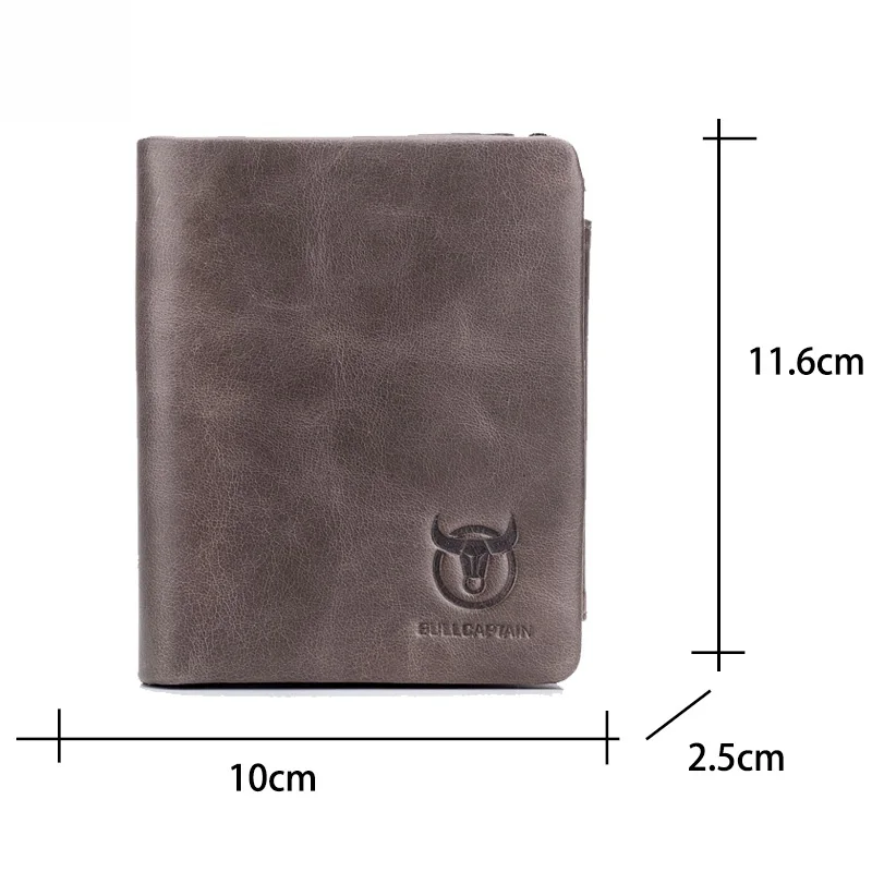 Bullcaptain RFID кожаный мужской кошелек с отделением для монет Ретро Модный мужской кошелек особенности коричневый короткий кошелек держатель для карт клатч