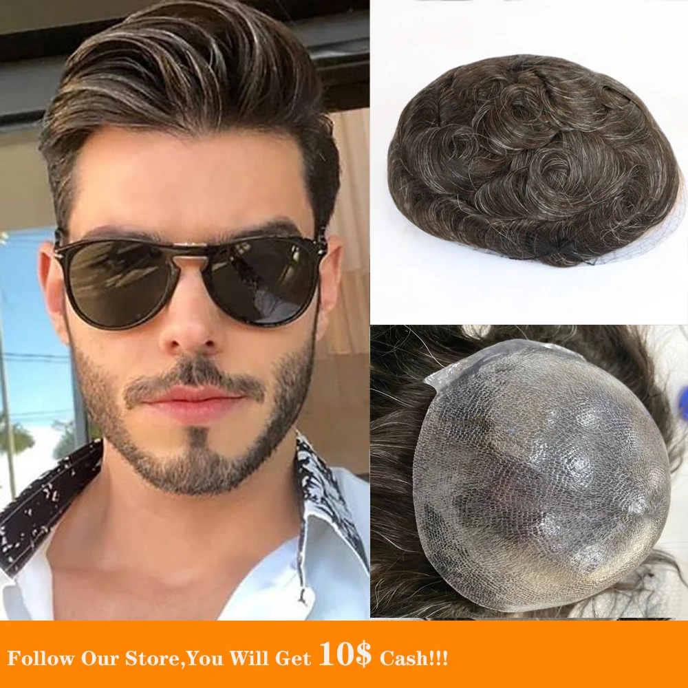 BYMC Mens Toupee Fine Mono 100% indian remy hair french lace / swiss lace Front men toupee , Prosthesis hair pieces hair system