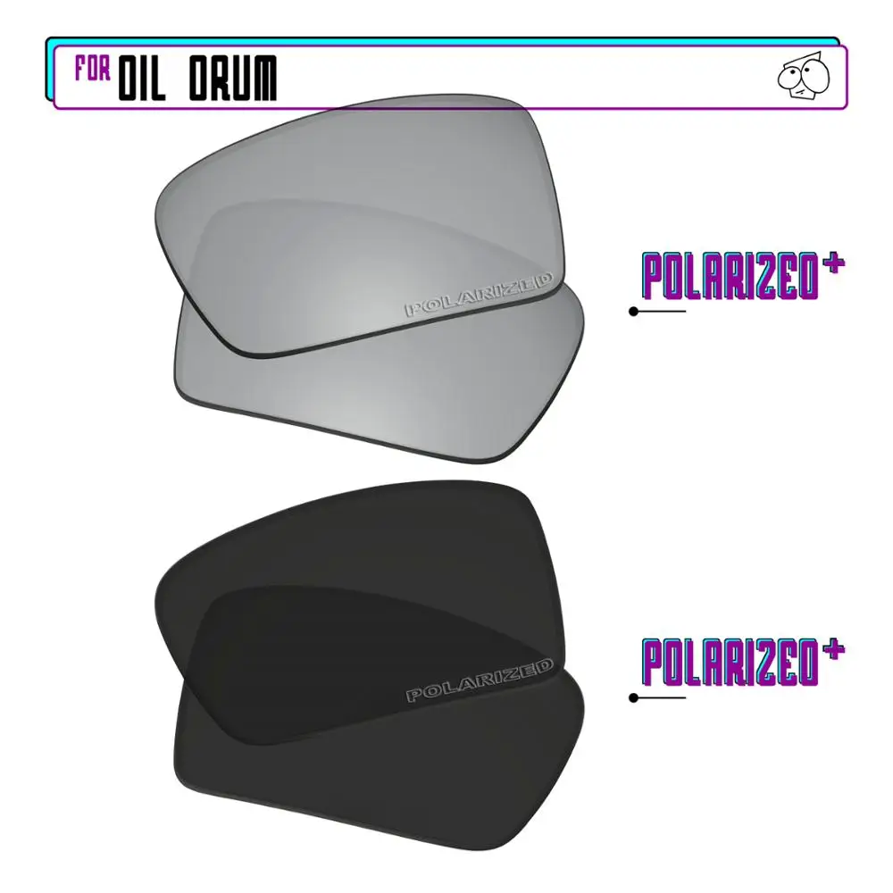 EZReplace Polarized Replacement Lenses for - Oakley Oil Drum Sunglasses - Blk P Plus-SirP Plus