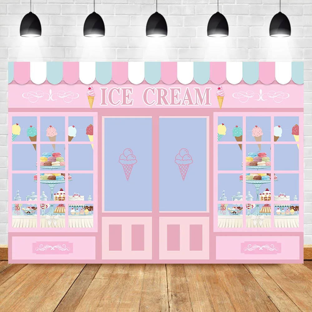 Фон для фотосъемки с изображением мороженого десерта магазина девочек |