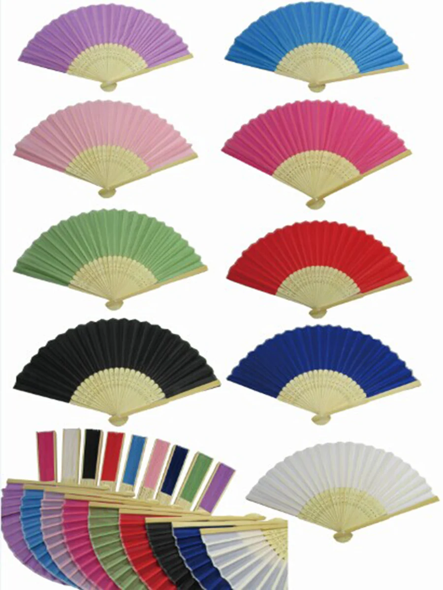 

10pcs per lot Folding Bamboo Ribs Silk Hand Fan Promotion Gifts Wedding Favor