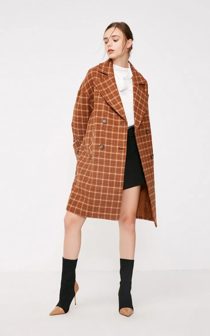 Vero Moda зимнее клетчатое длинное шерстяное пальто с лацканами | 318327551