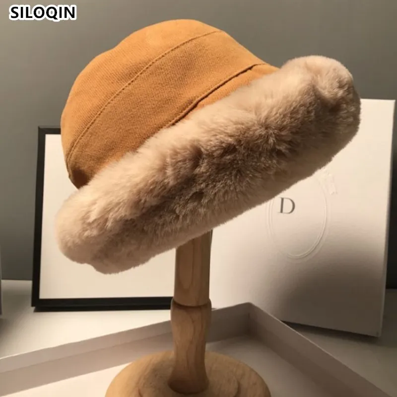 

2021 New Plush Keep Warm Crimping Sombrero Female Thickened Plus Velvet Fashion Lamb Wool Banama Bucket Hat Casquette Gorra