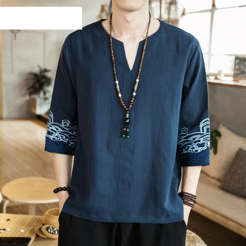 

Kimono Japanese Men Short Half-Sleeve Shirt T-shirt Embroidered Japan Harajuku Trouser Asian Male Yukata Haori Cardigan Costume