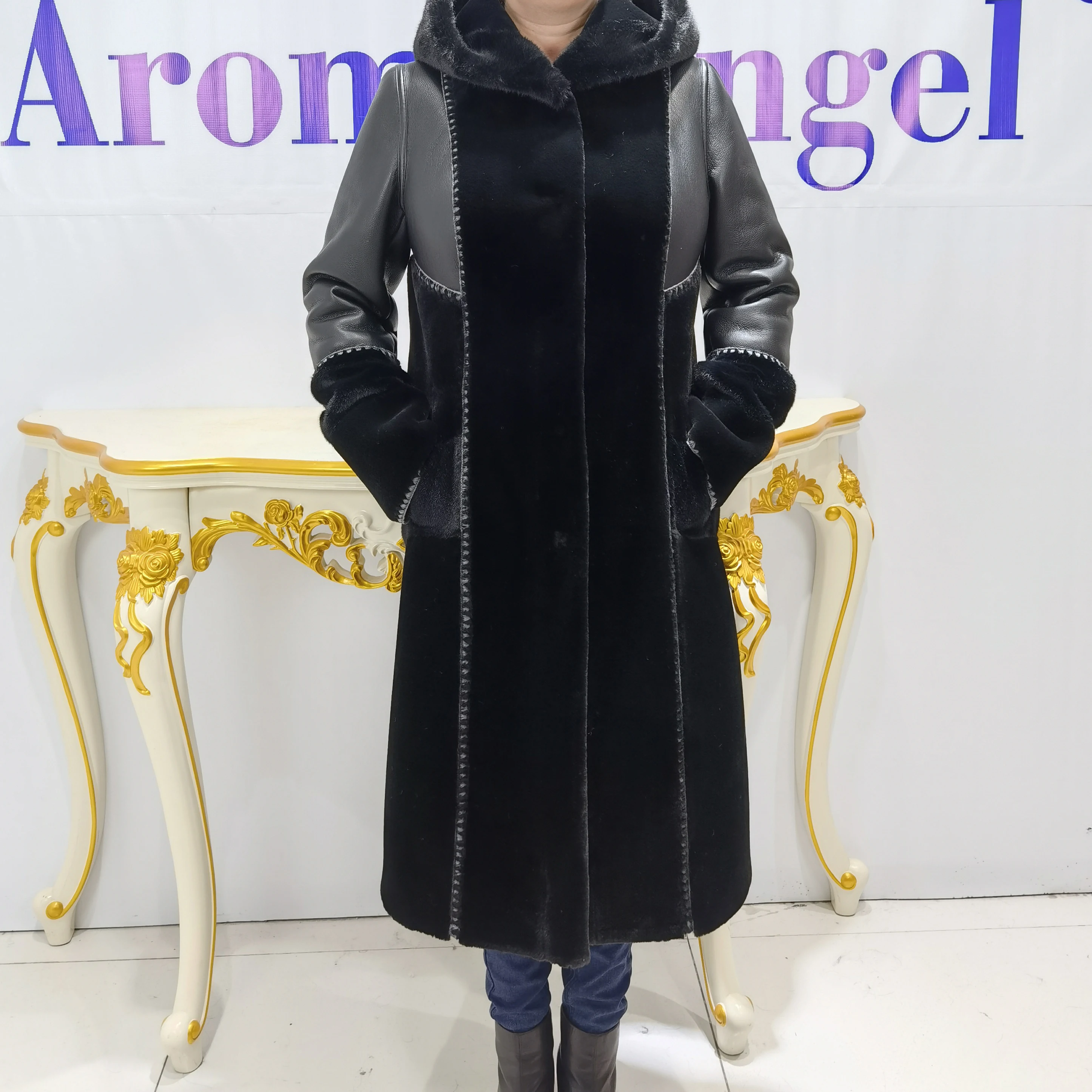

2021 New Natural Fur Coats Winter Women Mink Fur Coat Female Genuine Leather Jackets Ladies Oversize Warm Thick Detachable Long