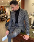 Костюм твидовый мужской из блейзера и брюк, повседневный облегающий пиджак в деловом стиле, одежда для жениха на выпускной, смокинг, комплект из 2 предметов