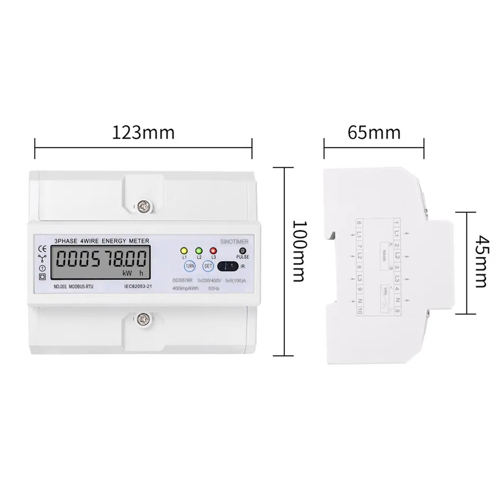 SINOTIMER RS485 Modbus Rtu din-рейка 3 фазы 4 провода ЖК-цифровой ваттметр электронный