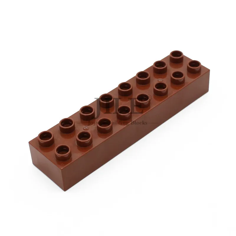 Коричневый Большие строительные блоки, кирпичи, Duploed Brick 2x8 4199, крупные частицы, сделай сам, креативные, совместимые со сборками, научно-технические игрушки - Цвет: Коричневый
