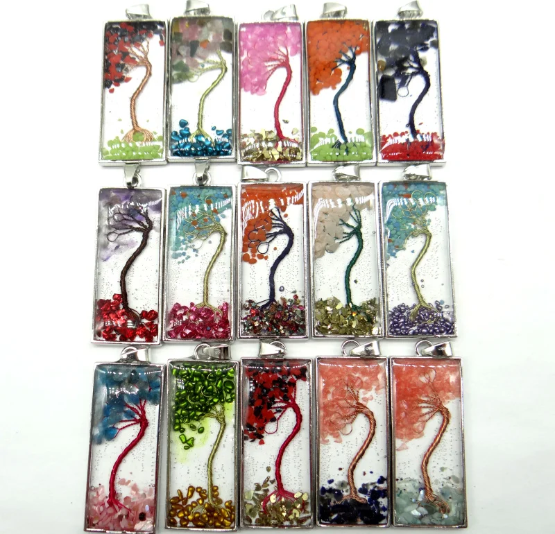 

Натуральный камень кварц кристалл бирюза 7 Рэйки, лечение чакры дерево кулон для diy ювелирных изделий ожерелье аксессуары 10pcsA2