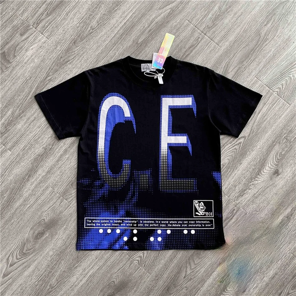 

CE CAVEMPT футболка для мужчин и женщин 1:1 лучшего качества Футболка голубая красочная печать CAV EMPT C.E Футболка женская