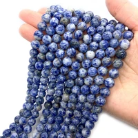 white dot blue pattern sodalite natural stone round loose beads for diy jewelry handmade beads diy bracelet necklace bracelet