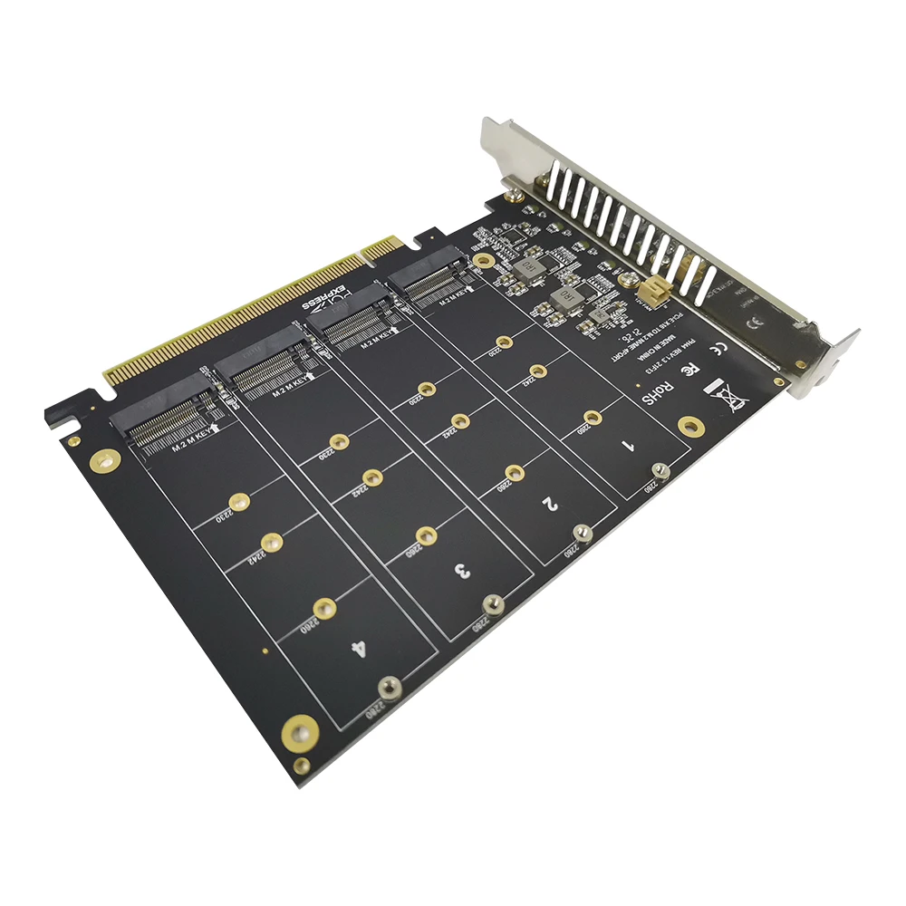 

M.2 NVME to PCI-E X16 Adapter Card Expansion Card with Four M.2 M-Key Interfaces Support 2230/2242/2260/2280 M.2 SSD