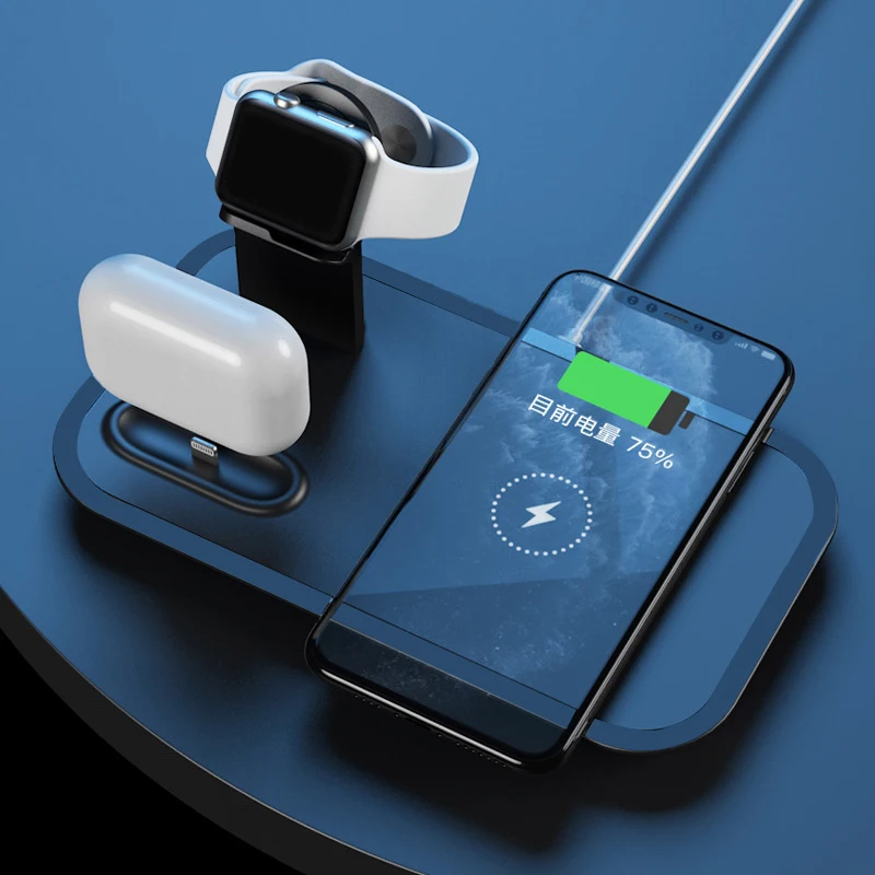 3 в 1 10 Вт Быстрое беспроводное зарядное устройство Qi для iPhone 11Pro X 8Plus быстрое