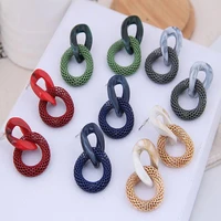 fashion exaggerated acrylic chain mesh round color earrings