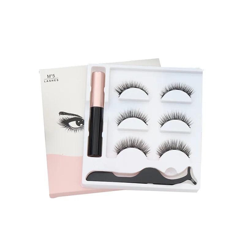 

3D Mink Magnetic natural lashes False eyelashes Repeated Use Fake eyelashes Waterproof Liquid Eyeliner Extension Makeup Tool