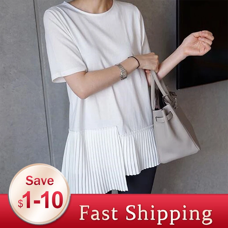 Женская свободная футболка с коротким рукавом белая или черная Повседневная